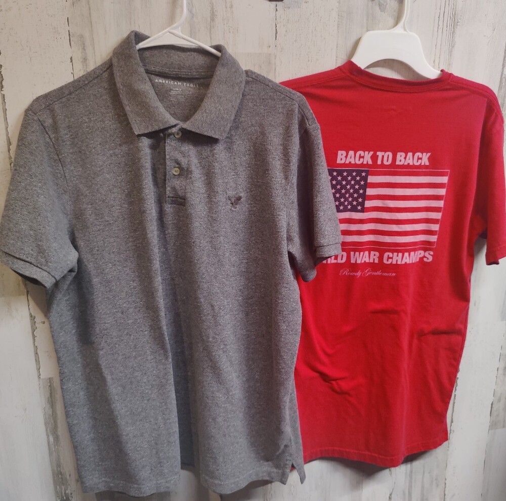 Lot of 8 Men's T-Shirts and Casual Shirts Mixed Brands All Size Large